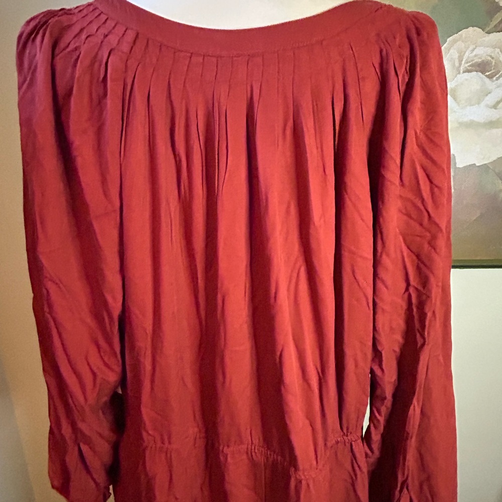 Old Navy Rust color Casual with Bishop Sleeves - Picture 2 of 6